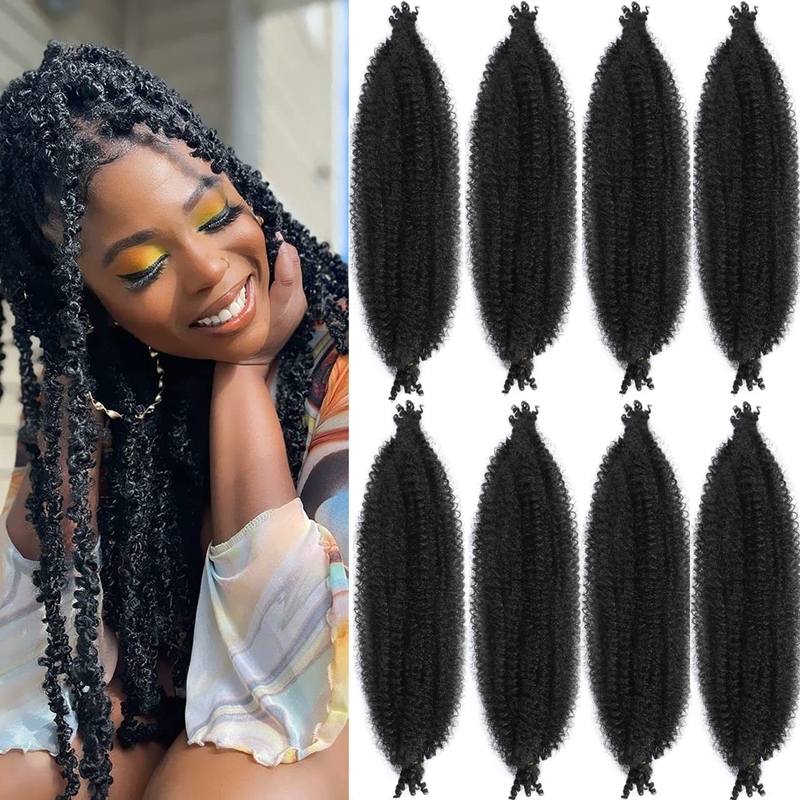 24寸 Afro kinky curly marley braid hair 化纤钩针发手撕毛毛虫 美发护发/假发 日常整顶假发 原图主图