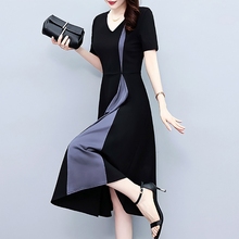 黑色连衣裙子女装夏季2023年新款大码收腰显瘦气质洋气时髦中长裙