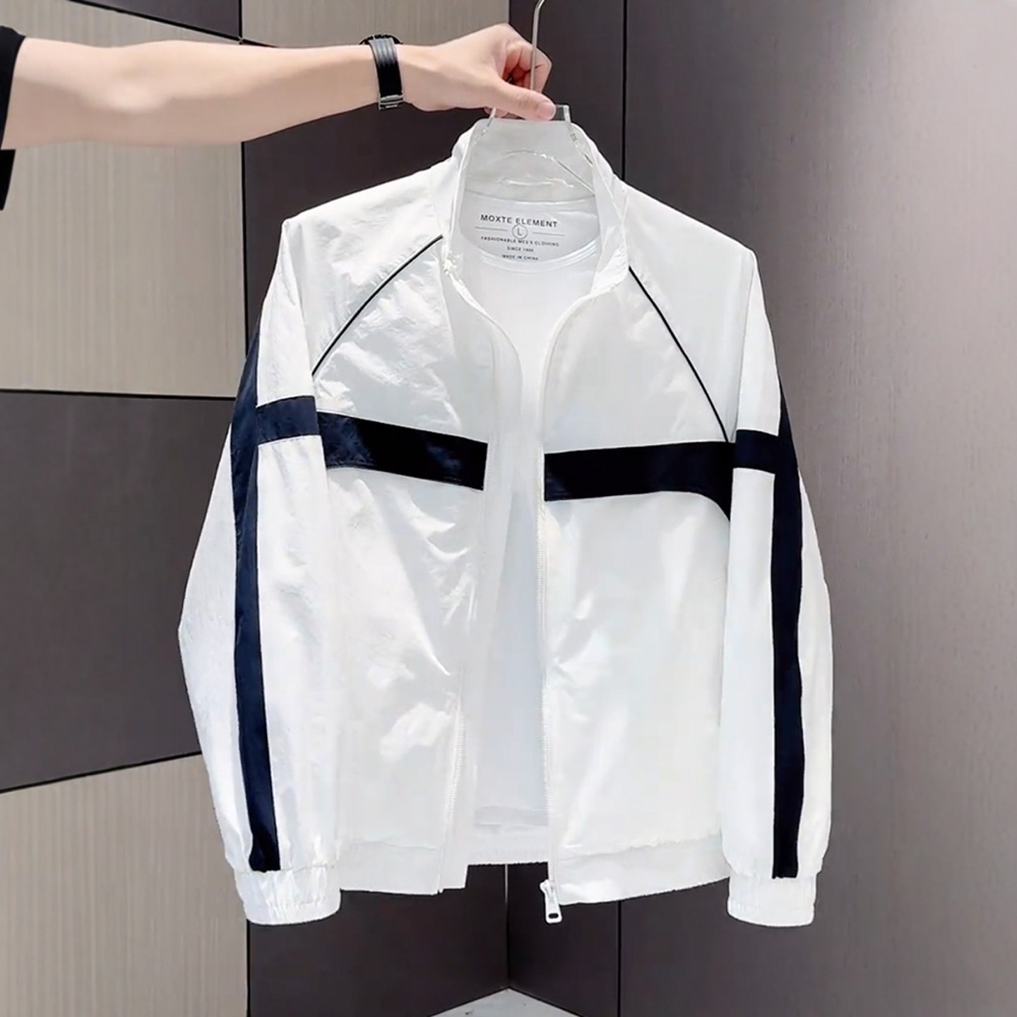 痞帅新款男士撞色拼接休闲外套秋季男装舒适上衣潮流时尚百搭夹克,男装,夹克,淘宝优惠券,粉丝福利购,淘宝优惠卷