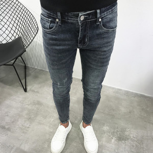 秋季新款显瘦牛仔裤男韩版修身小脚裤潮牌百搭弹力精神小伙铅笔裤
