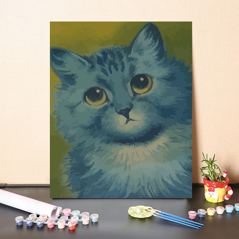 数字油画diy填充画家路易斯韦恩经典名画动物猫咪涂色画客厅挂画