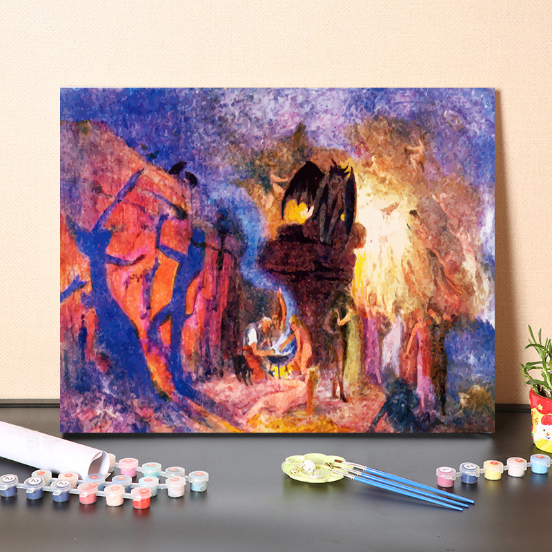 diy数字油画填充象征主义罗里奇经典名画雪景溶洞风景人物装饰画