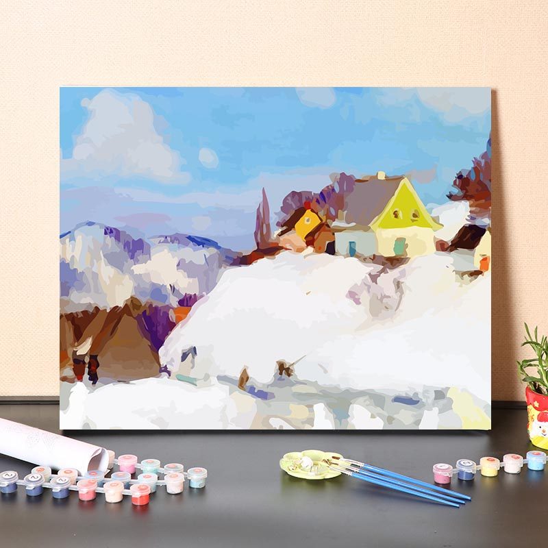 数字油画diy填充画家加尼翁经典名画冬天的早晨风景画客厅装饰画