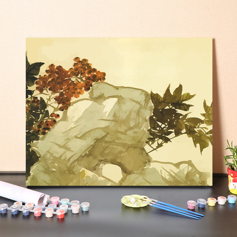 数字油画diy填充名人名画清代画家任伯年花鸟图填色涂色画装饰