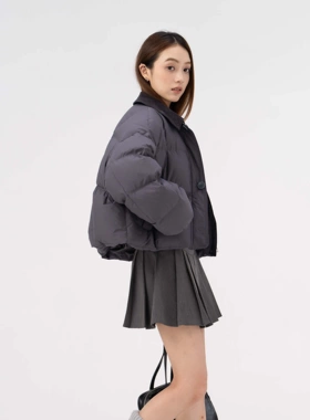 【甜甜粉丝专享】巴恩风新款女士短款翻领羽绒服25172