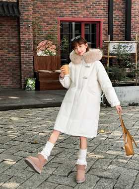 DX.DAXI【甜心月神】长款女休闲风加厚韩版时尚大毛领羽绒服22085