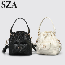 SZA高级感小香风缝线水桶包女时尚质感手提包轻奢百搭单肩斜挎包