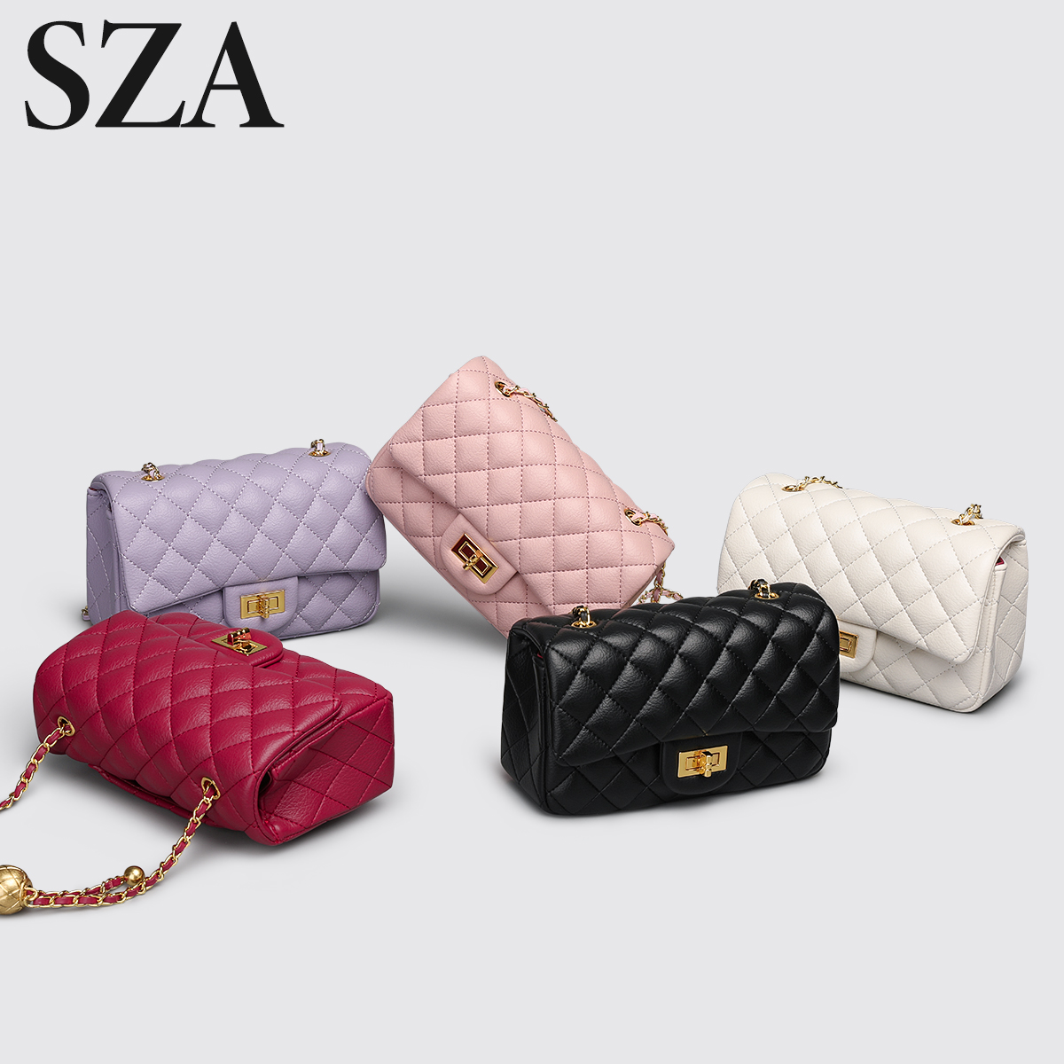 SZA小方包转运珠菱格链条斜挎包