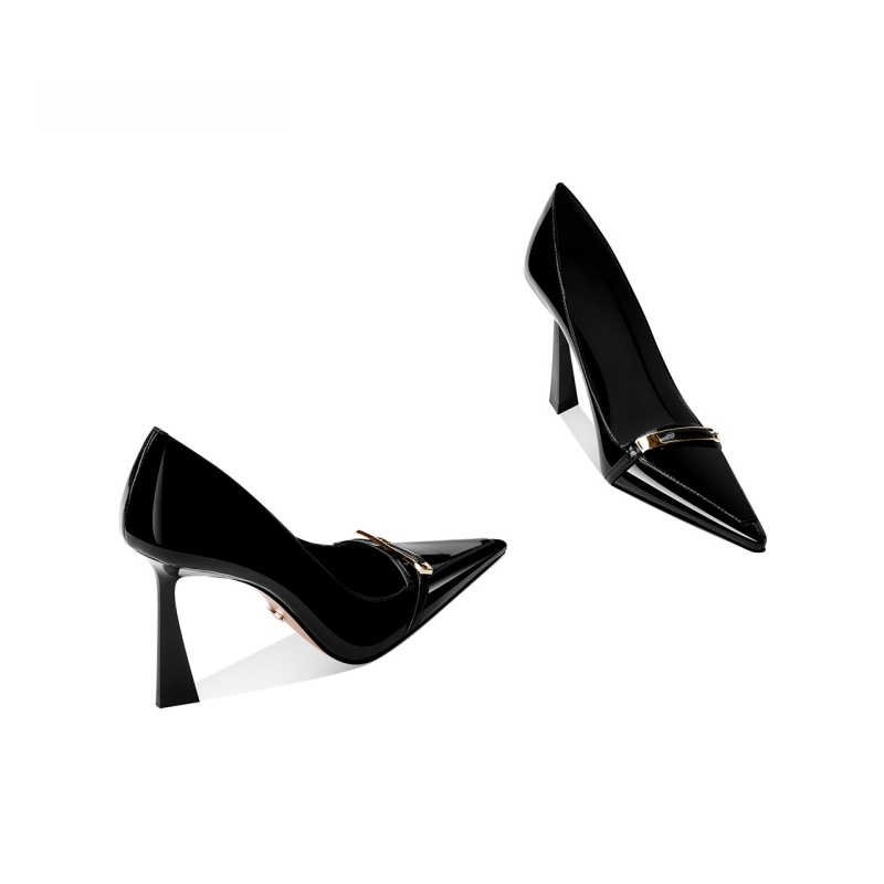 小众尖头浅口气质细跟职业女鞋