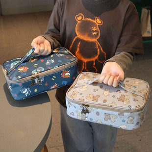 卡通儿童小学生四格五格饭盒包扁平餐盘饭盒袋手拎铝箔手拎便当包