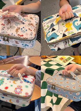 卡通儿童小学生四格五格饭盒包扁平餐盘饭盒袋手拎铝箔保温便当包