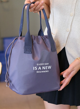 抽绳束口袋铝箔保温包袋加厚圆形饭盒袋便当包上班族大容量手提袋