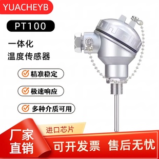 铠装pt100热电阻温度传感器wzp-pt100探头一体化温度变送器4-20Ma