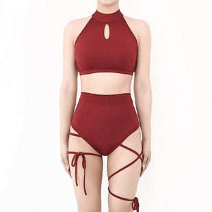 钢管舞服专业polewear防走光短裤镂空上衣绑带短裤美背套装性感女