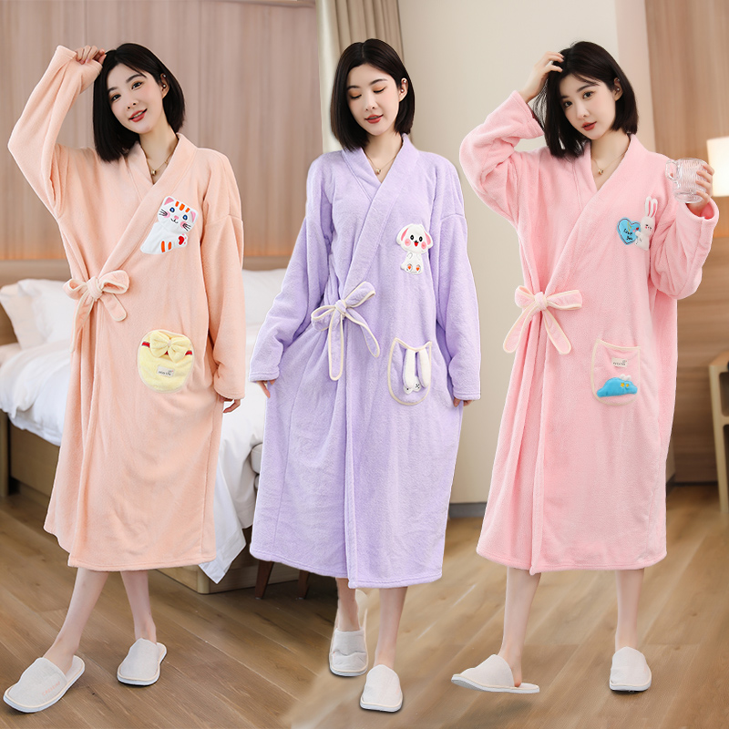 冬季浴袍女秋冬款吸水速干大人睡衣非纯全棉洗澡浴巾裹巾2023新款