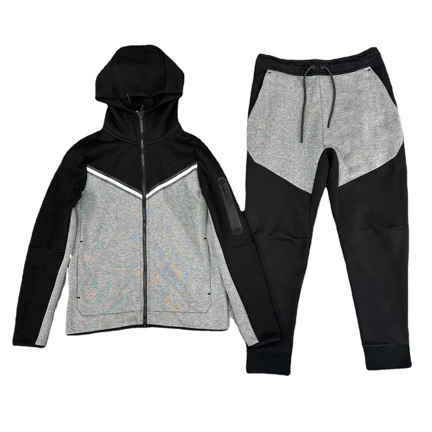 MENS DRILL WIND SPORTS SUIT THIN SPRING AND AUTUMN NEW AIR LAYER COTTON HOODED CARDIGAN SWEATER CASUAL TROUSERS