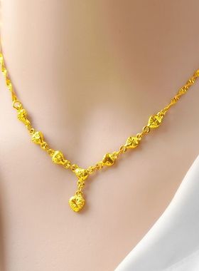 经典沙金项链女百搭吊坠转