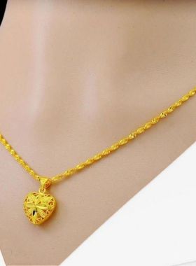 正品百搭网红黄金色项链女
