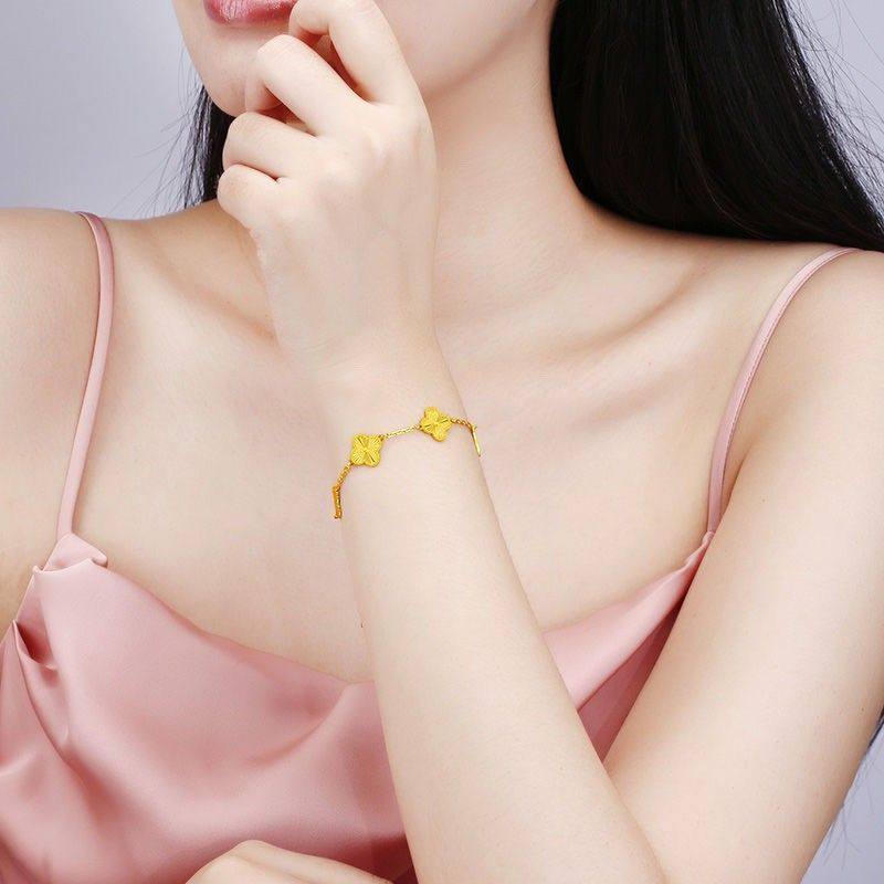 正品黄色手链女g新款四叶