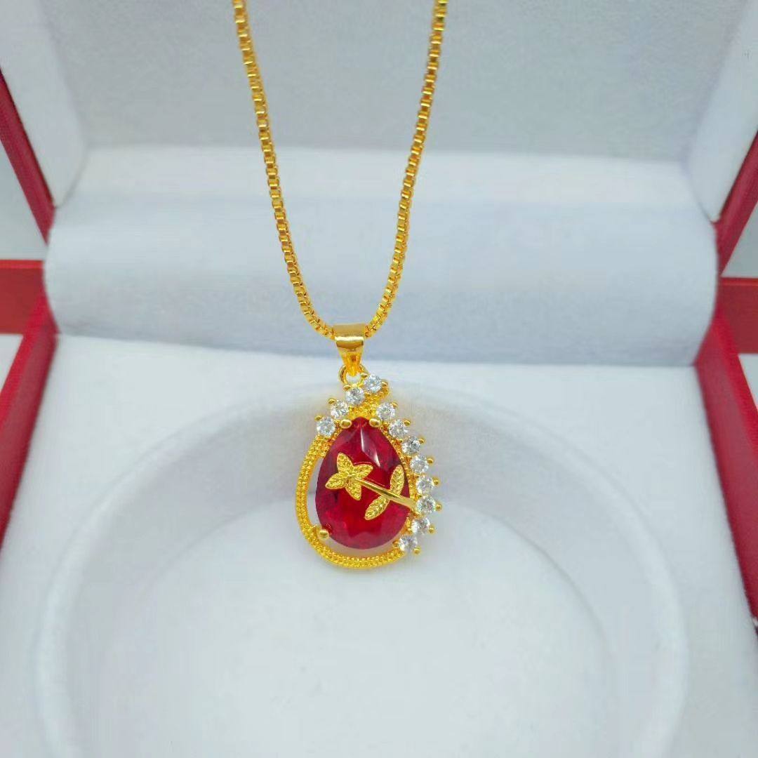 正品沙金项链女款吊坠元宝