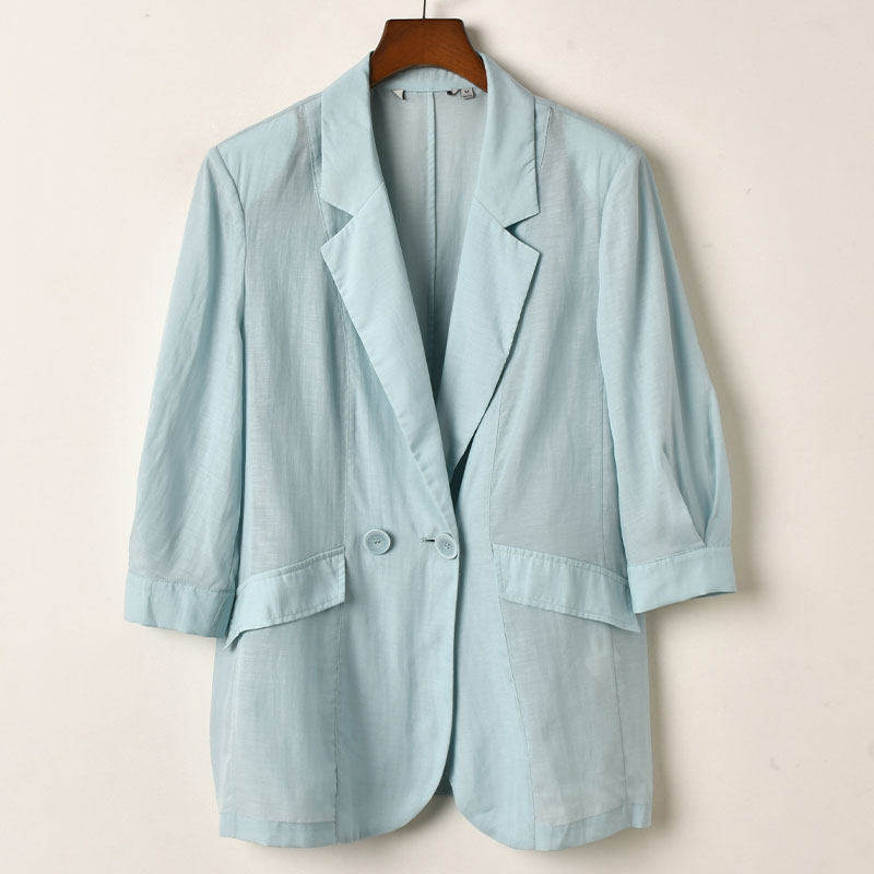 艾诺丝系列轻熟简约风七分袖一粒扣西装外套女薄荷绿通勤百搭修身,女装/女士精品,西装,淘宝优惠券,粉丝福利购,淘宝优惠卷