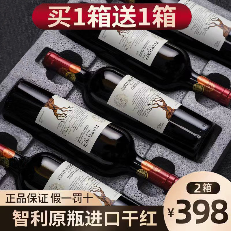 智利原瓶进口红酒整箱【买一箱送一箱】干红葡萄酒官方旗舰正品