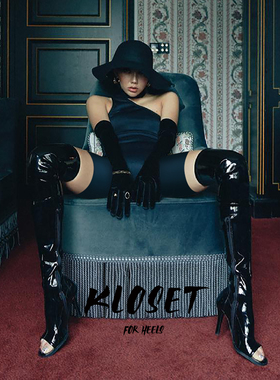 Lisa同款爵士舞高跟靴高跟鞋heels舞鞋靴子漆皮性感跳舞长筒靴女