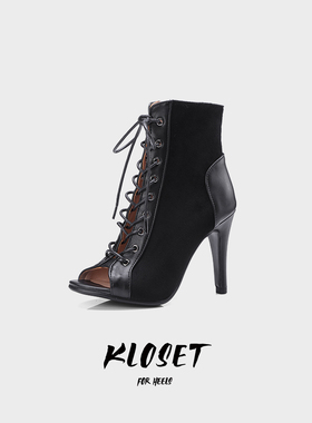 鱼嘴绑带爵士舞专用高跟鞋HEELS舞鞋拉链短靴舞蹈鞋露趾性感凉鞋