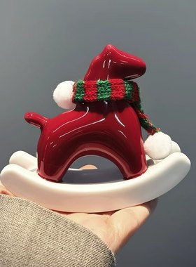 红色陶瓷小马摆件马到成功摇摇马新年氛围布置装饰马年吉祥物礼物