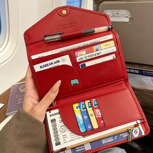 马年钱包护照夹卡包证件收纳包红色过年喜庆多功能机票旅行证件包