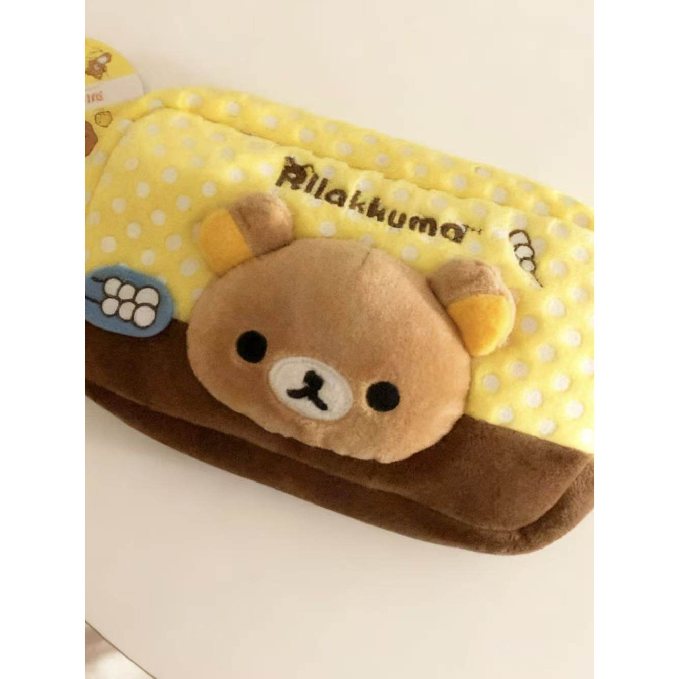 可爱轻松熊毛绒笔袋拼色波点高颜值大容量学生文具收纳袋化妆包,文具电教/文化用品/商务用品,笔袋,淘宝优惠券,粉丝福利购,淘宝优惠卷