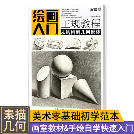 敲门砖 绘画入门正规教程从结构到几何形体 零基础学素描几何 素描基础教程书 石膏几何体画法技法 专业美术艺考联考素描教材