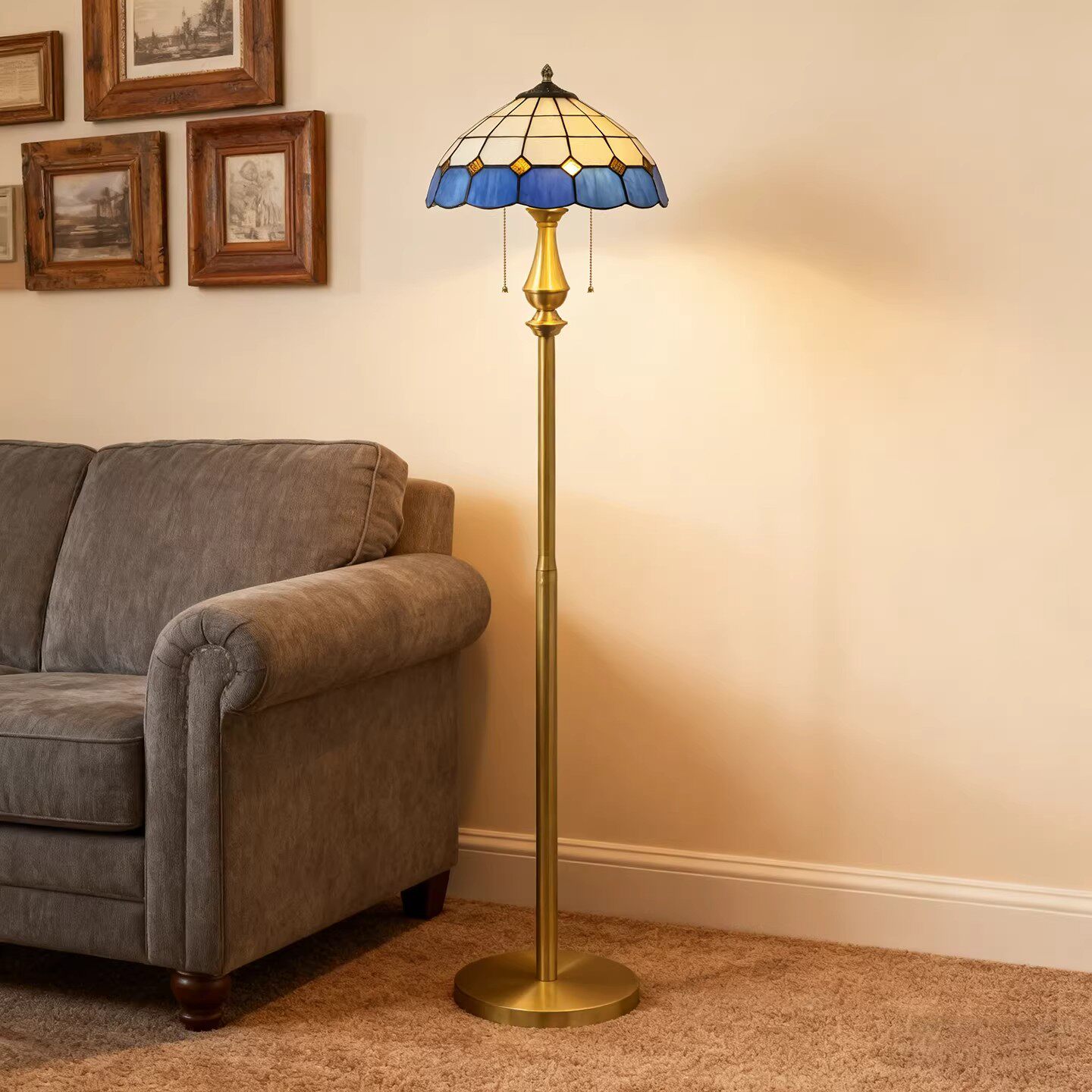 全铜落地灯美式复古客厅沙发立式灯欧式轻奢北欧卧室装饰氛围灯
