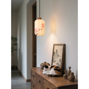 宋式美学床头吊灯新中式国风复古灯笼宫灯玄关走廊入户装饰吊线灯