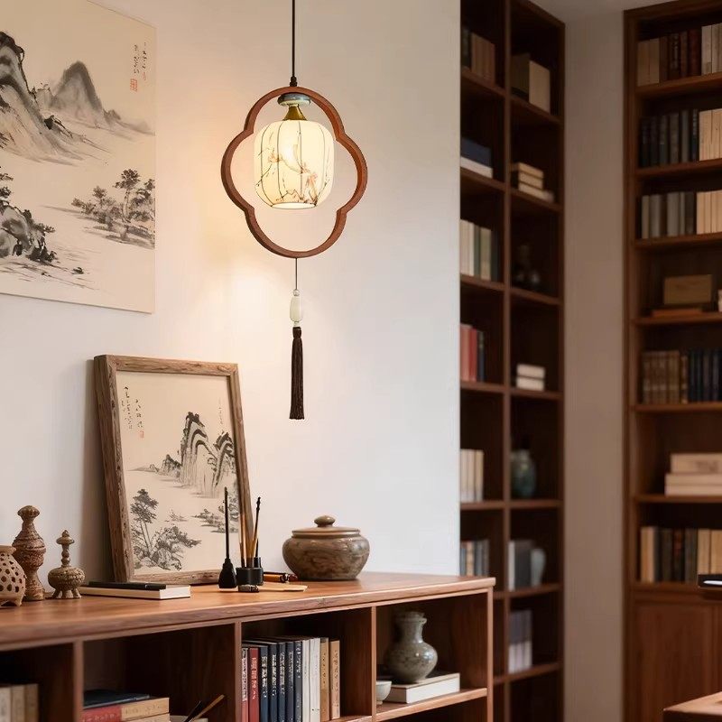 星珠灯饰新中式复古实木布艺吊灯宋氏美学卧室床头灯禅意装饰灯具,家装灯饰光源,卧室/书房吊灯,淘宝优惠券,粉丝福利购,淘宝优惠卷