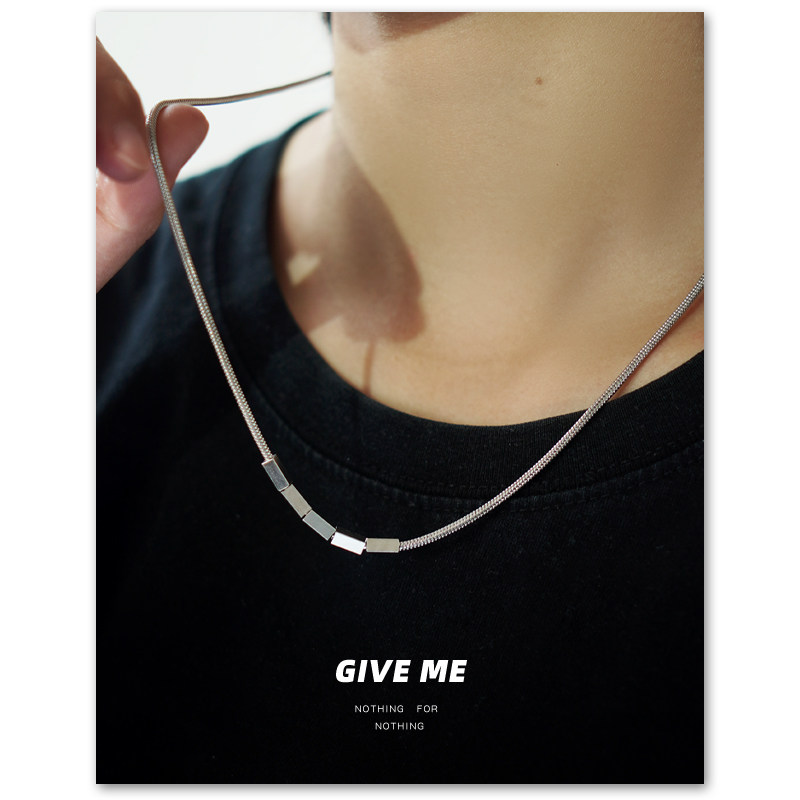GM|“立体方块”钛钢锁骨链女