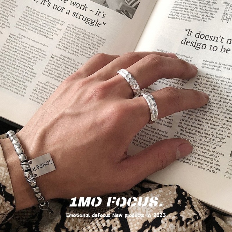 1MOFOCUS手工敲打纹理感戒指