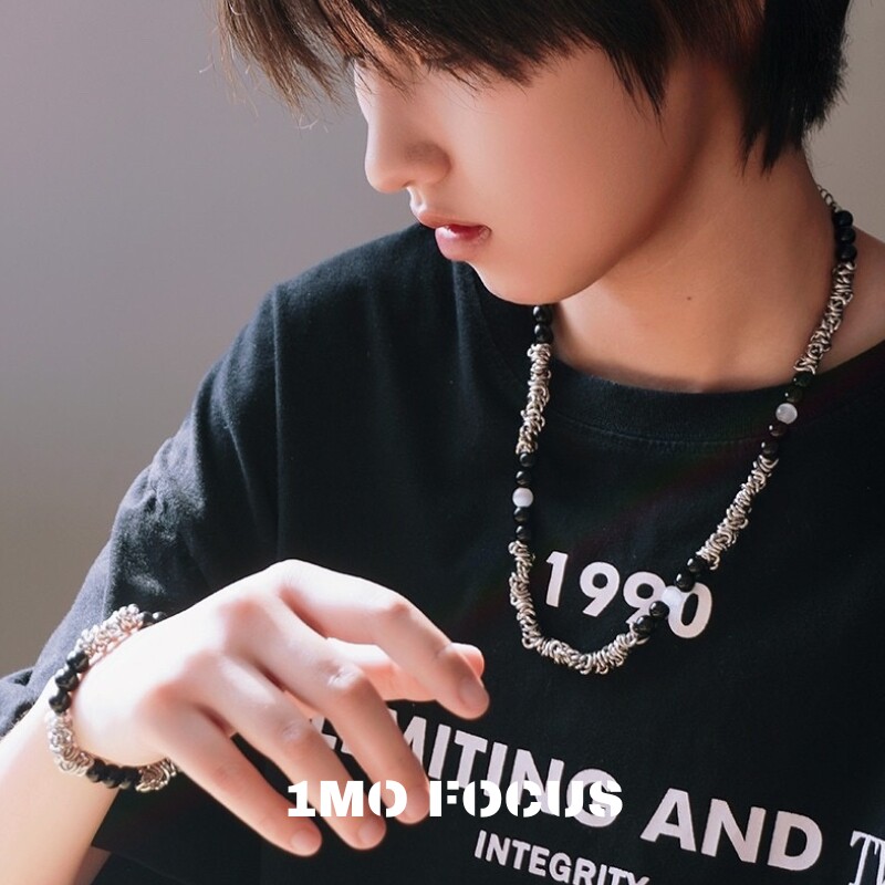 1mo focus 原创黑猫眼石手链女手链简单大方项链手链轻奢小众饰品