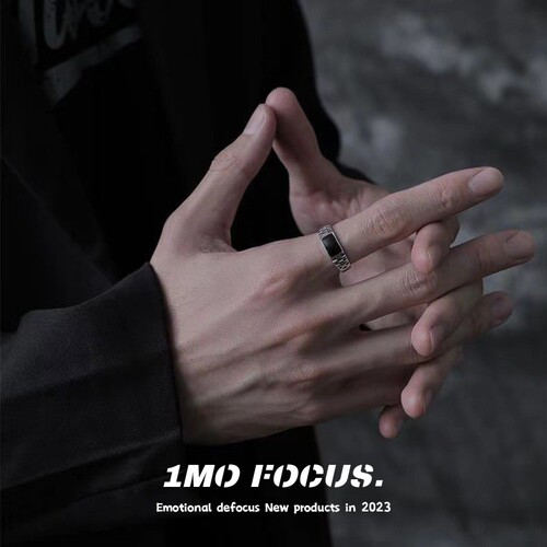 1MOFOCUS黑色游戏黑曜石戒指