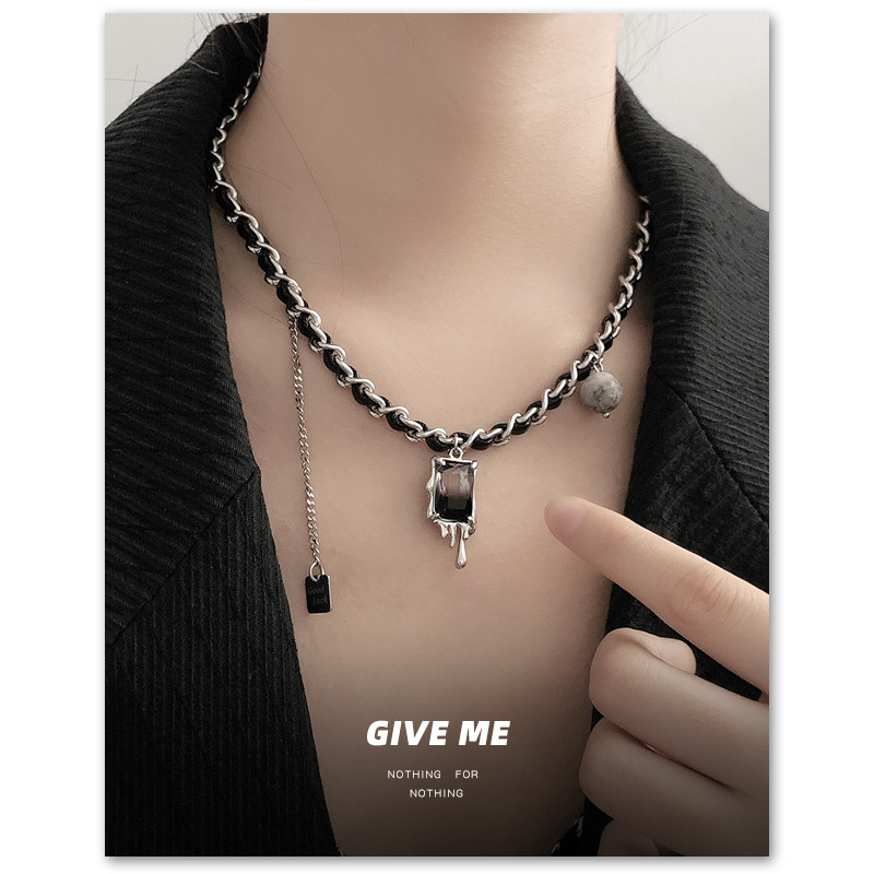 GM丨高级无性别熔岩黑曜石项链