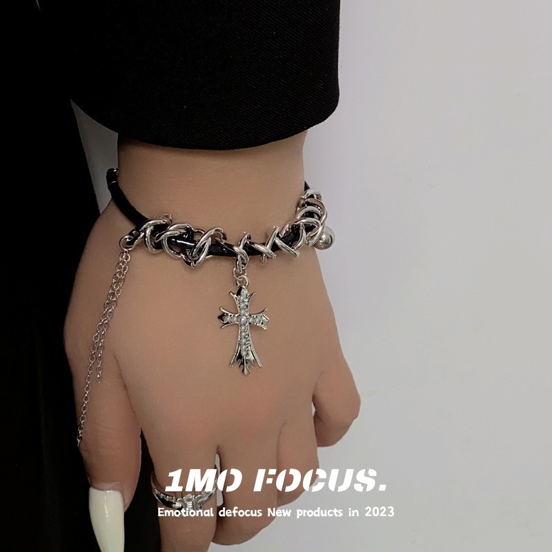 1MOFOCUS暗黑十字架pu手链