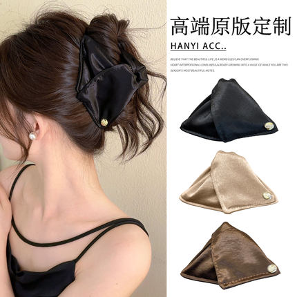 贝壳三角抓夹饱满后脑勺发夹女2025新款高端鲨鱼夹大号发量多头饰