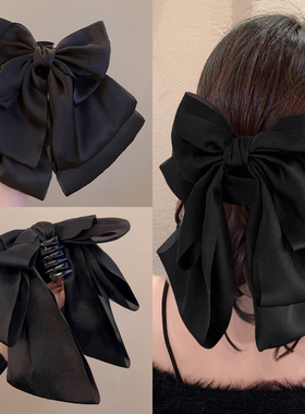 法式缎面超大蝴蝶结抓夹女2025新款高级感大号发夹后脑勺发卡头饰