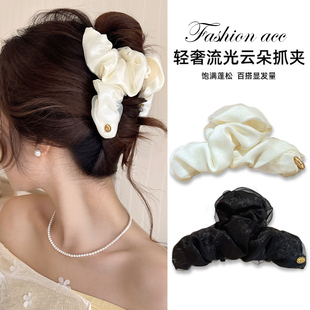 拯救扁塌头型抓夹饱满后脑勺流光网纱褶皱2025新款高级感发夹女