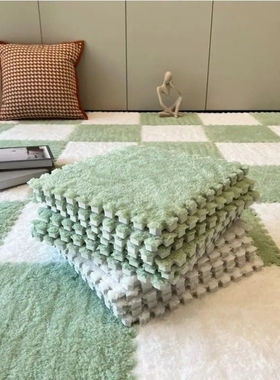 拼接地垫家用卧室ins灰色床边毯全铺房间加厚绒面儿童泡沫地板垫