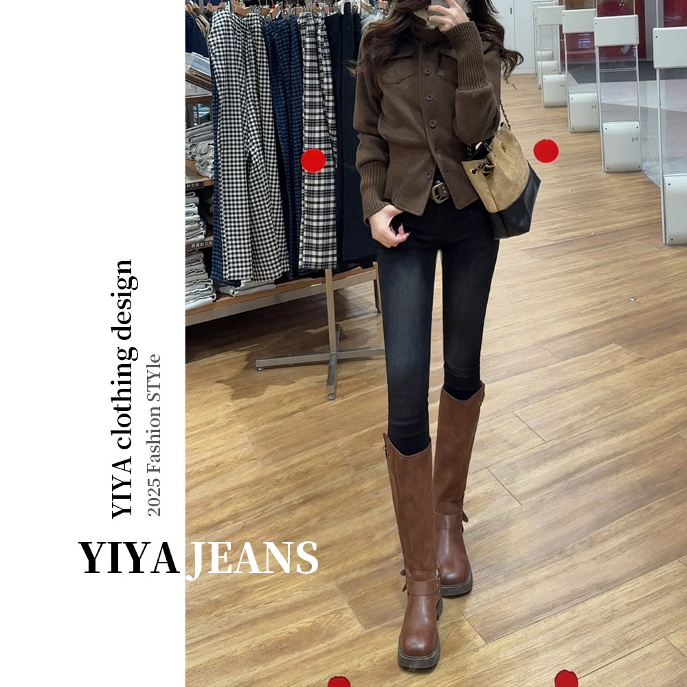 6895秋冬新款设计感翻盖口袋紧身高弹力小脚裤百搭显腿长牛仔裤女,女装/女士精品,牛仔裤,淘宝优惠券,粉丝福利购,淘宝优惠卷