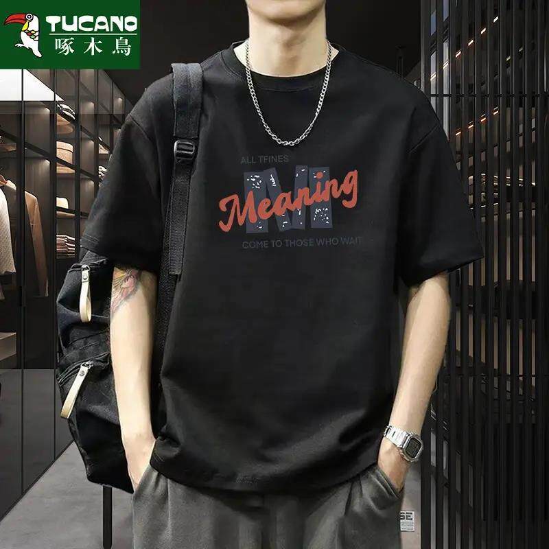 啄木鸟全棉短袖t恤中青年