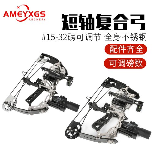 AMEYXGS短轴滑轮弓迷你弓不锈钢迷你复合弓成人儿童户外室内射箭