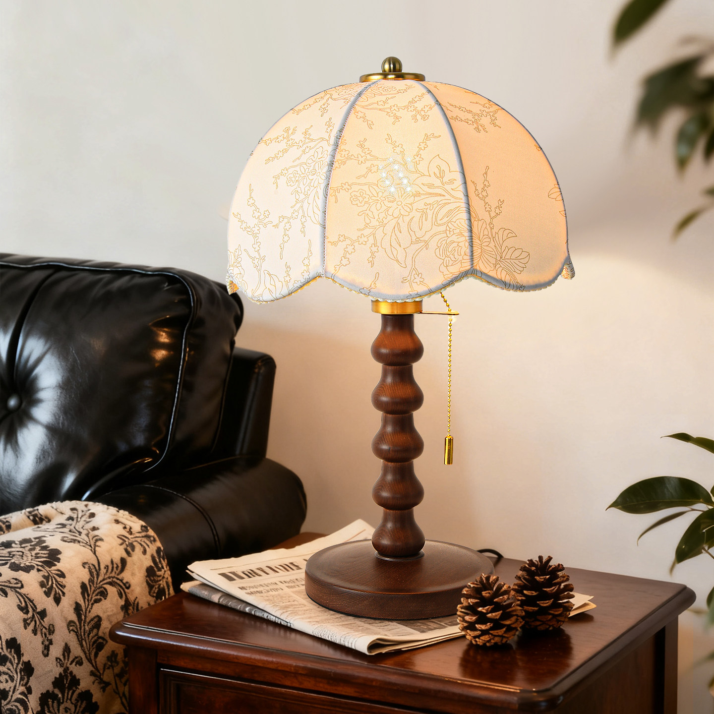 法式中古风台灯白蜡木实木卧室床头灯设计师高级感复古氛围灯,家装灯饰光源,装饰台灯,淘宝优惠券,粉丝福利购,淘宝优惠卷