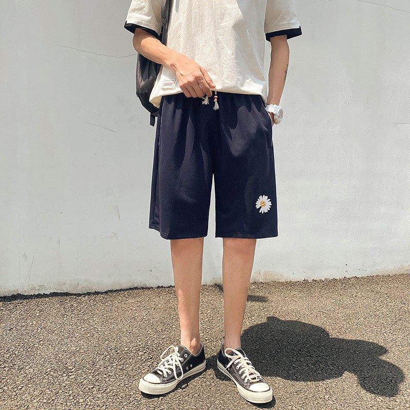 TCMK6夏季休闲短裤男港风大码宽松运动五分裤雏菊印花短裤